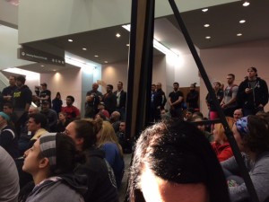 The crowd watching weightlifting at the Arnold